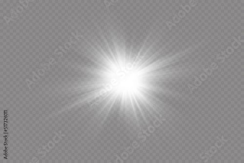 Light effect of transparent stars. Starlight effect, flare.Bright stars.Particles of light.
