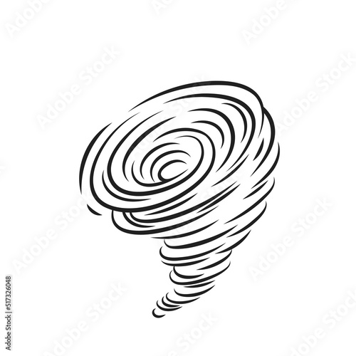 Tornado line icon, spiral whirlwind and hurricane