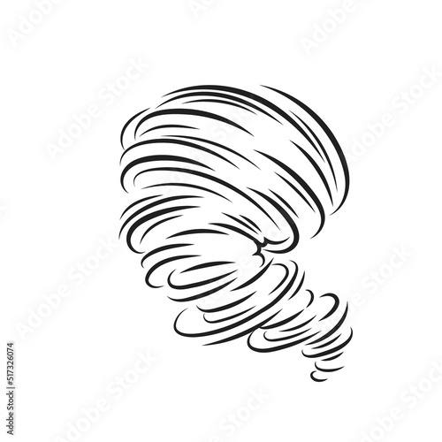 Tornado line icon, spiral whirlwind and hurricane