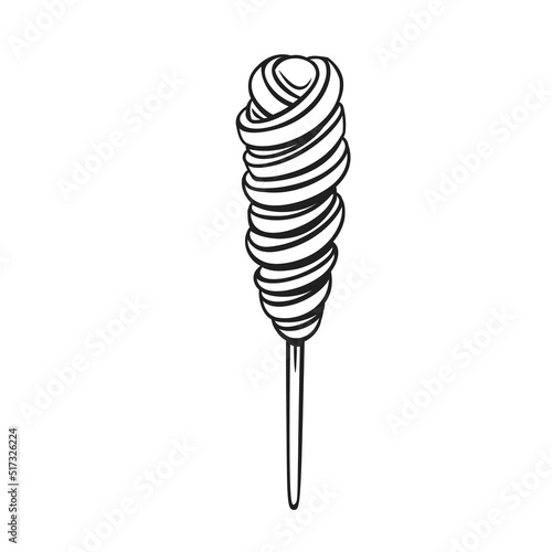 Osmanli macunu, ottoman candy paste line icon, Turkish authentic macun toffee on stick