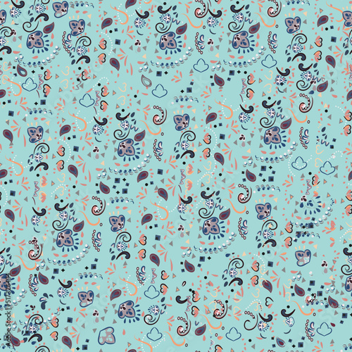 Floral abstract vector rustic pattern for fabric textile design