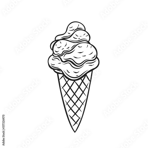 Dondurma, Turkish ice cream in cone line icon, summer sugar dessert to taste in Turkey