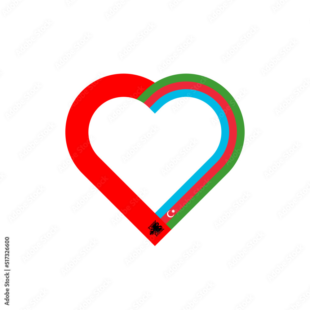 friendship concept. heart ribbon icon of albania and azerbaijan flags. vector illustration isolated on white background friendship concept. heart ribbon icon of albania and azerbaijan flags. vector illustration isolated on white background