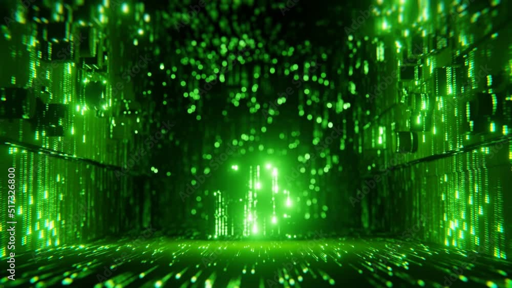 Futuristic digital motion background green matrix style. Binary ...