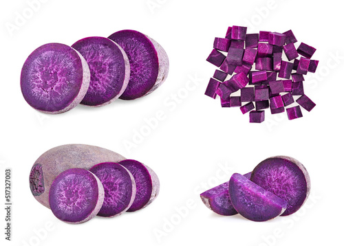 purple yams on isolated white background