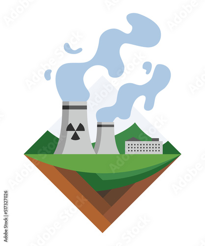 Generation energy type icon. Power station sign. Modern technology, ecological emissions industry, sustainability concept. Nuclear generation