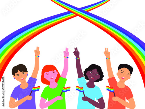 LGBT people raise two fingers.