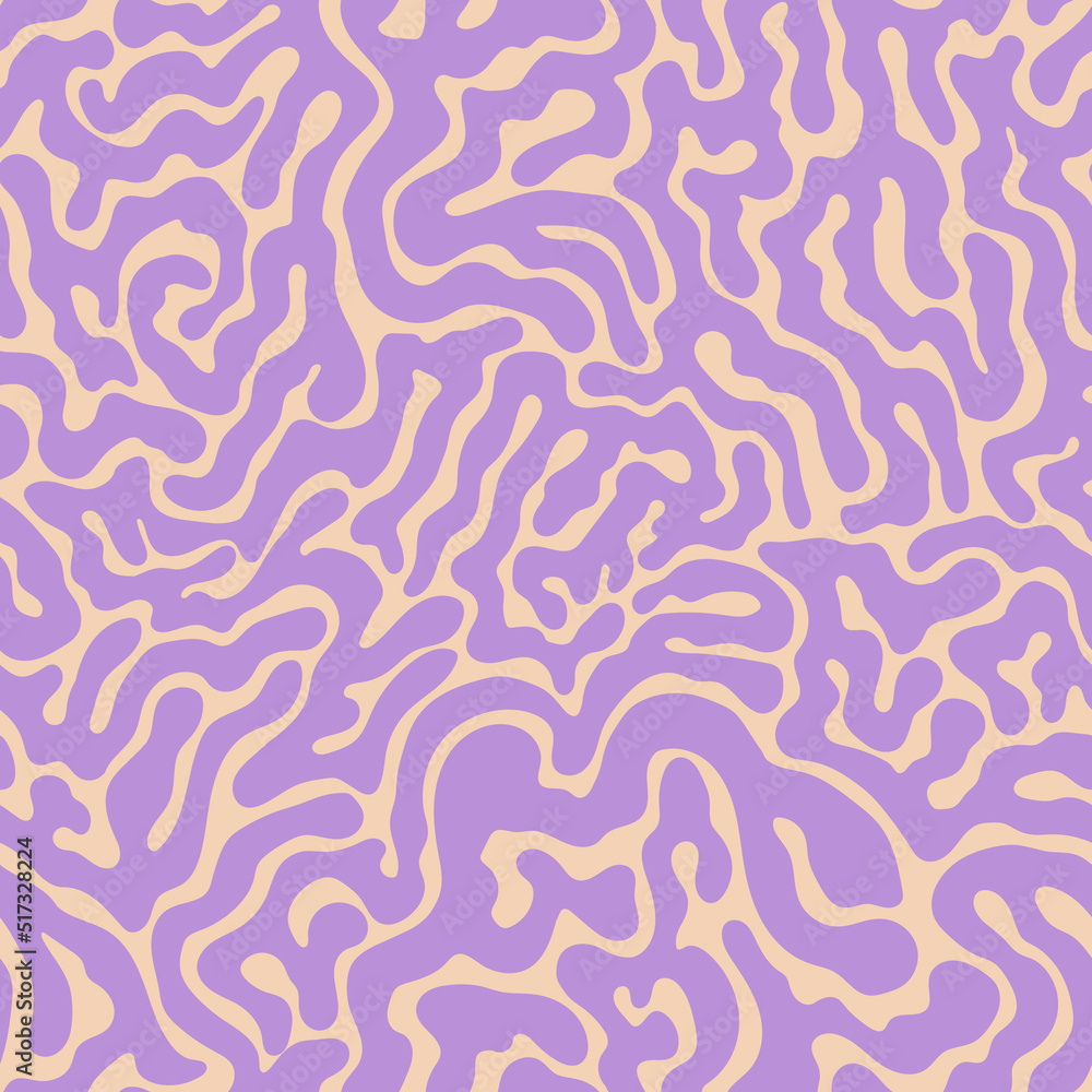 Y2k seamless pattern. Organic shape labyrinth print with wavy hand ...