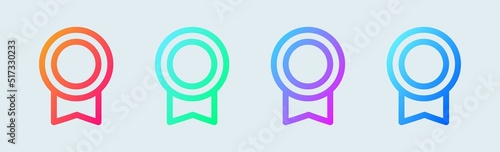 Badge line icon in gradient colors. Certification signs vector illustration.