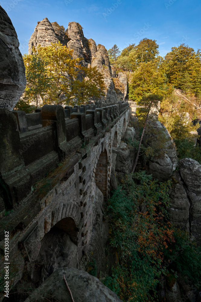 Autumn landscape in Bastei rocks, Germany