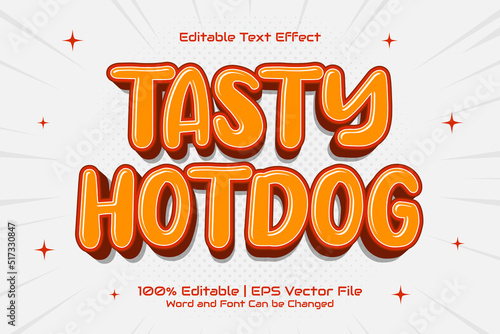 Tasty Hotdog editable text effect Flat Cartoon style
