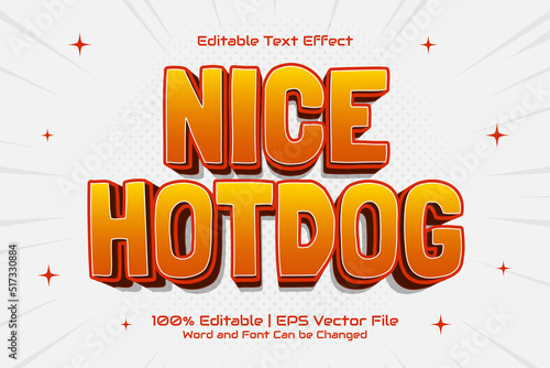 Nice Hotdog editable text effect Flat Cartoon style