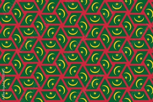 Geometric pattern in the colors of the national flag of Mauritania. The colors of Mauritania.