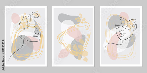 Vector illustration. Boho style. A set of abstract posters. Mid-century wall decor. Design elements for a book cover, page template, print, postcard, brochure, magazine, poster.