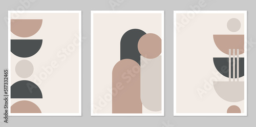 Boho style. Design for drawing, logo, posters, invitations, greeting cards. A set of abstract posters depicting simple figures.