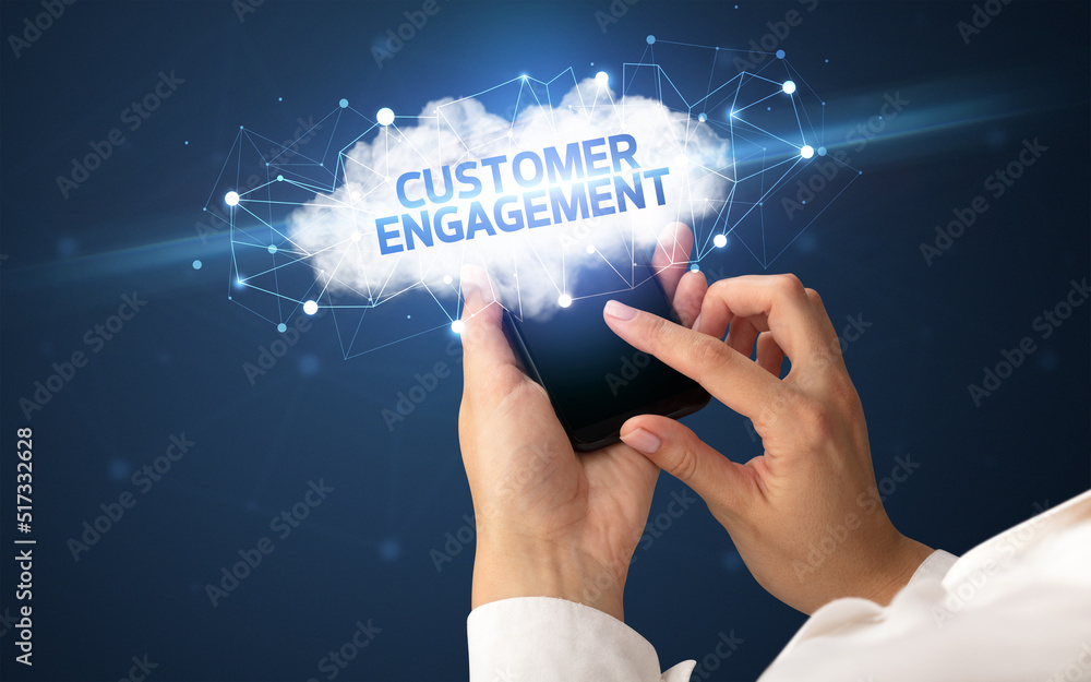 Hand using smartphone with cloud business concept Hand using smartphone with cloud business concept