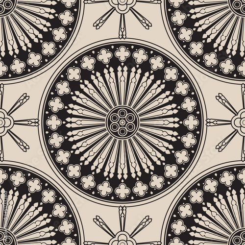 Seamless Pattern With Circles, Vector Line Design