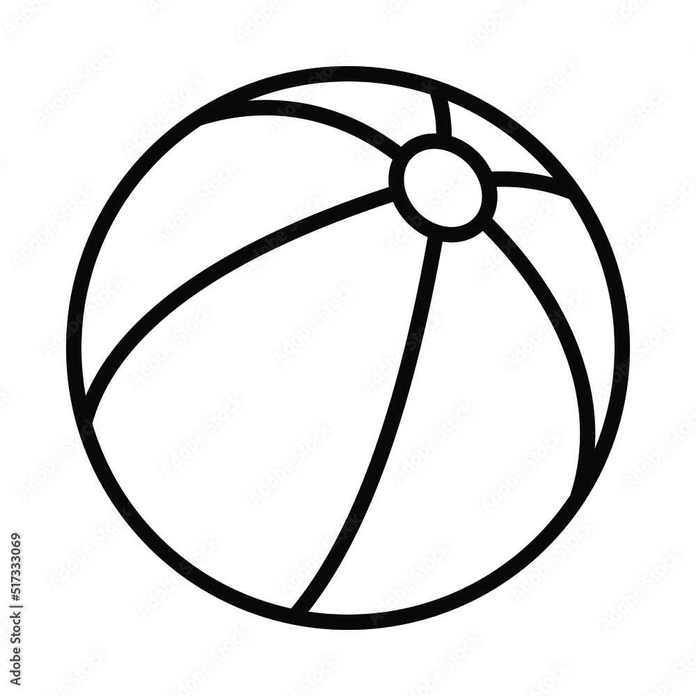 Beach ball linear icon. Beach ball isolated icon. Black ball symbol. Vector illustration. Beach ball linear icon. Beach ball isolated icon. Black ball symbol. Vector illustration.