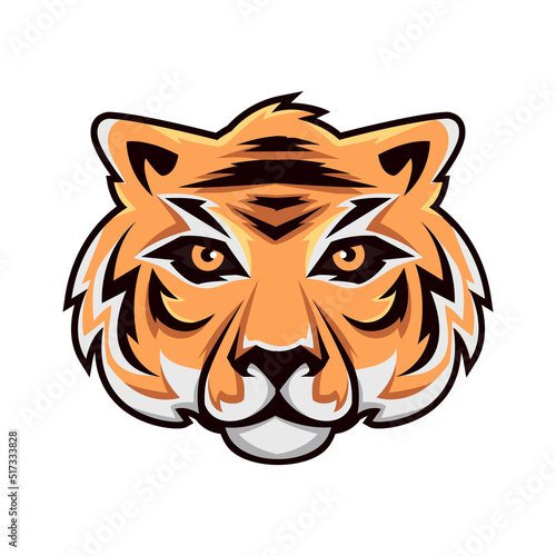 Tiger Mascot Graphic logo on white photo