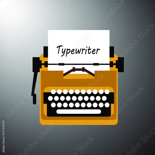 Retro typewriter vector illustration in flat style.