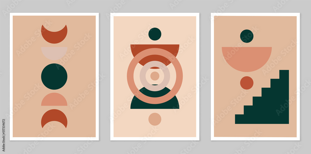 A set of abstract posters depicting simple figures. A set of abstract posters depicting simple figures.