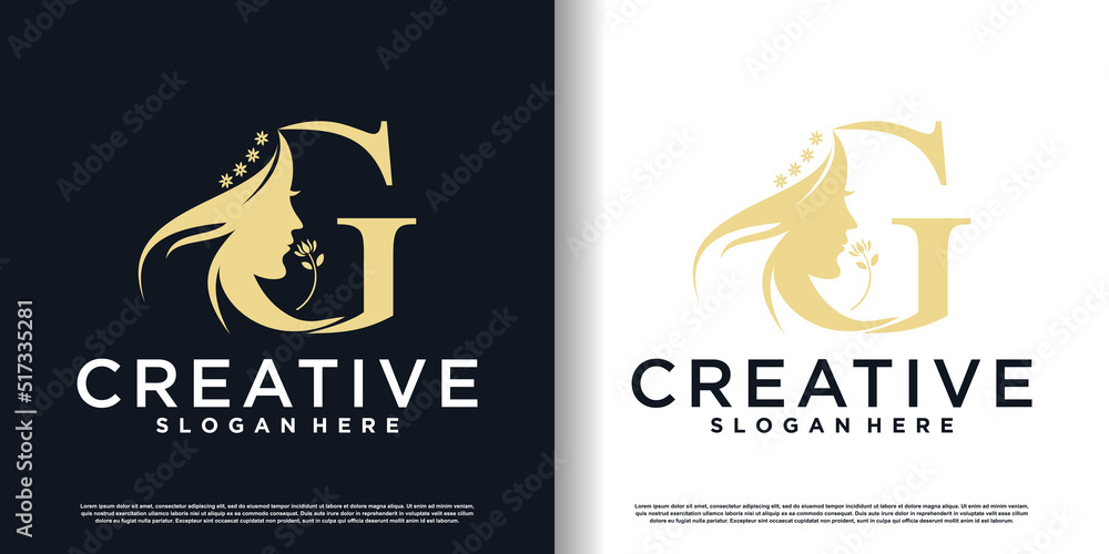 Naklejka premium Letter logo G with beauty concept Premium Vector