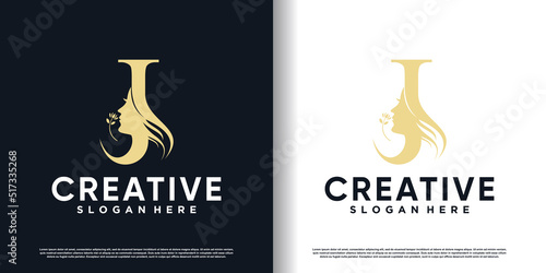Letter logo J with beauty concept Premium Vector