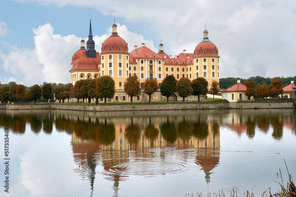Pond view on Moritzburg hunting castle, Germany Pond view on Moritzburg hunting castle, Germany