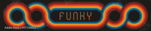 Cool panoramic funky background frame, banner. Vector illustration. Isolated on black background.