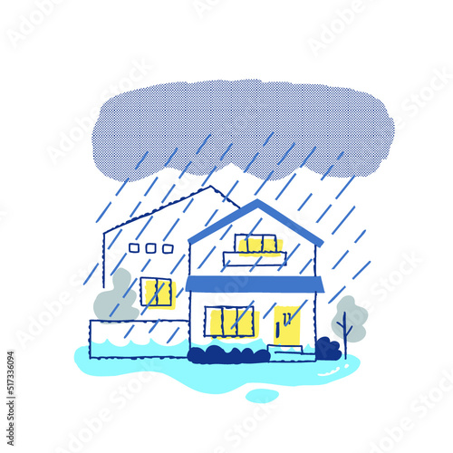 豪雨で被害を受けた家