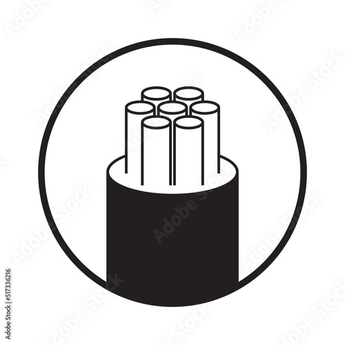 Optical Fiber cable icon for communication technology and connecting concept Vector Illustration.Network conceptual. Future Technology With High speed Internet Large data transfer with new fiber optic