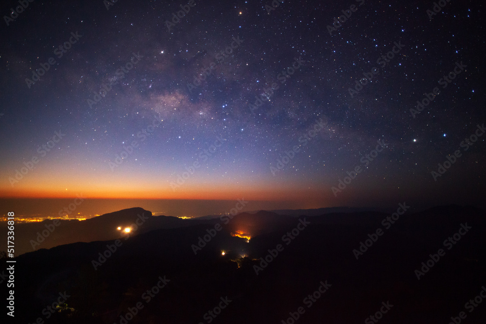 Milky way galaxy with stars and space dust in the universe at Doi inthanon Chiang mai, Thailand