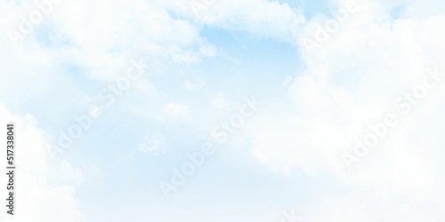 Photography Blue sky and white clouds floated in the sky on a clear day with warm sunshine combined with cool breeze blowing against the body resulting in a miraculous refreshing like paradise