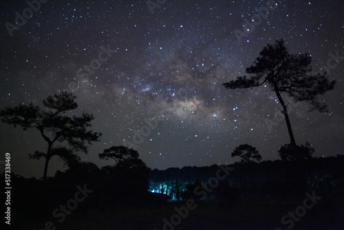 Milky way galaxy with stars and space dust in the universe at PhuHinRongkla Ntional Park