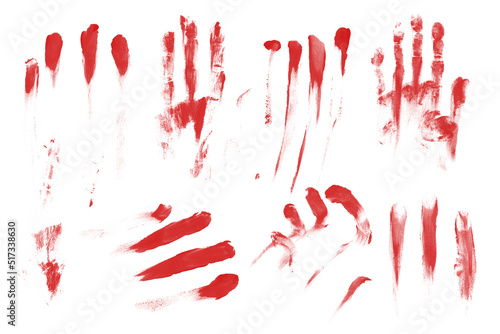 Human bloody hand print. Crime clip art on white