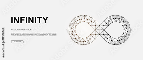 Infinity 3d low poly symbol for landing page template. Forever design illustration. Polygonal Endlessness illustration for homepage design, adv page