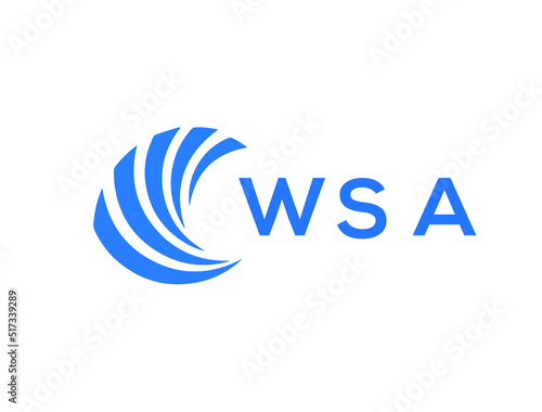 WSA Flat accounting logo design on white background. WSA creative initials Growth graph letter logo concept. WSA business finance logo design.
 photo
