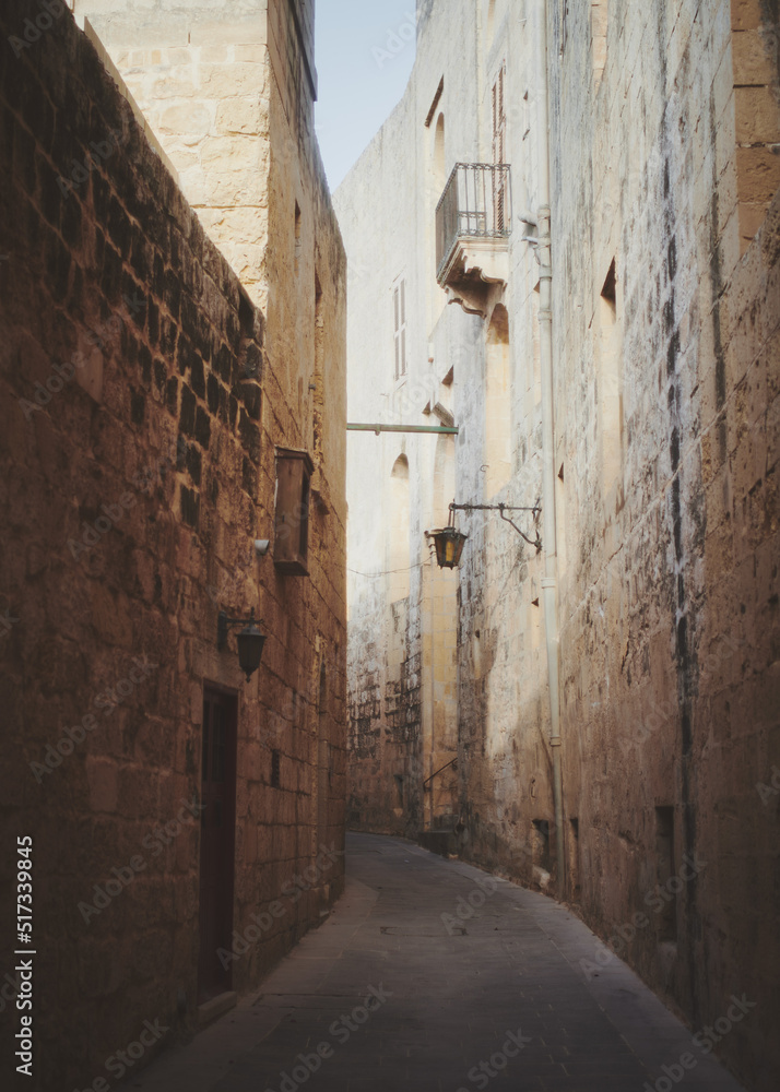 narrow street in the ancient city of Mdina