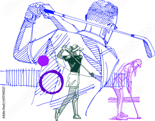 the vector illustration of the golfer in the golf park