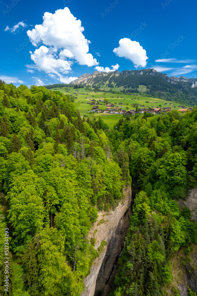 amazing view on alpine village Sigriswil in Switzerland