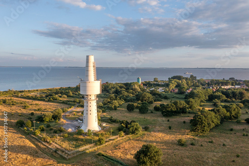 Horchturm bei Pelzerhaken, Alter Fernmeldeturm, Blick auf die Ostseeküste, bei Sonnenuntergang, Neustadt in Holstein, Schleswig-Holstein, Deutschland photo