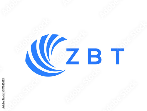 ZBT Flat accounting logo design on white background. ZBT creative initials Growth graph letter logo concept. ZBT business finance logo design.
 photo