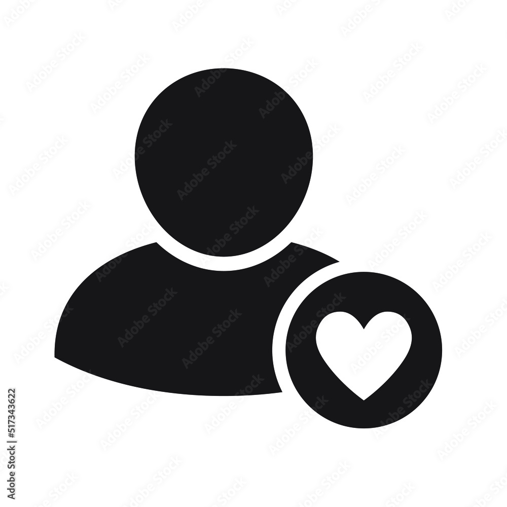 User with heart icon. Favorite profile sign. User with heart icon. Favorite profile sign.