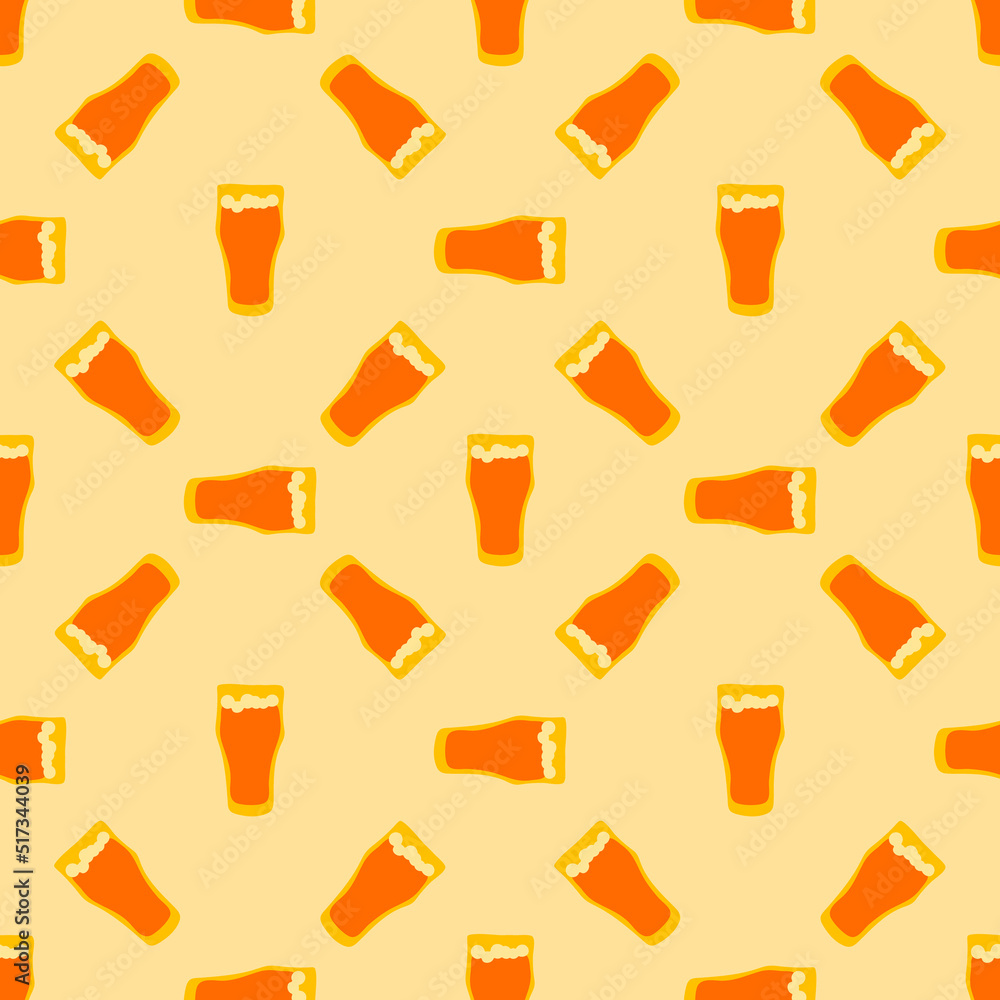 Beer glass seamless pattern, great design for any purposes. Doodle style. Hand drawn image. Color repeat template. Party drinks concept. Freehand drawing. Cartoon sketch graphic draft Beer glass seamless pattern, great design for any purposes. Doodle style. Hand drawn image. Color repeat template. Party drinks concept. Freehand drawing. Cartoon sketch graphic draft