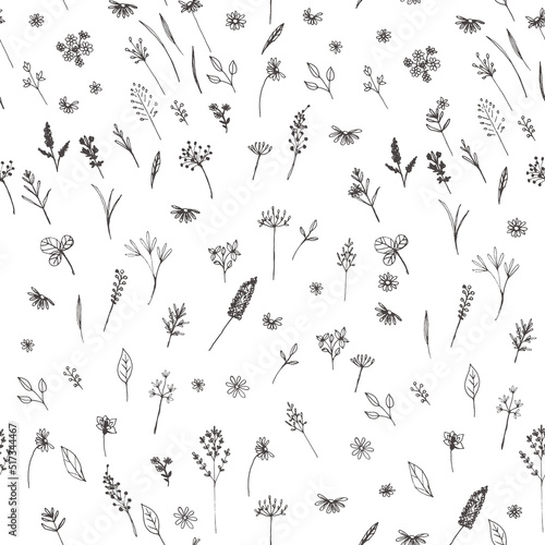 Floral cute rustic seamless pattern for design