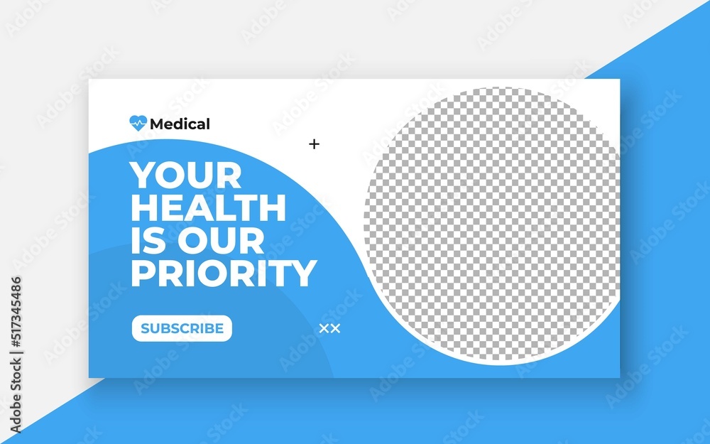 Medical healthcare youtube thumbnail and web banner template.Editable video thumbnail template