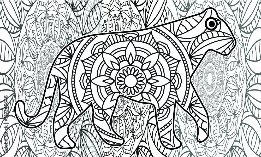 Tiger coloring pages for Adults Stock Vector | Adobe Stock