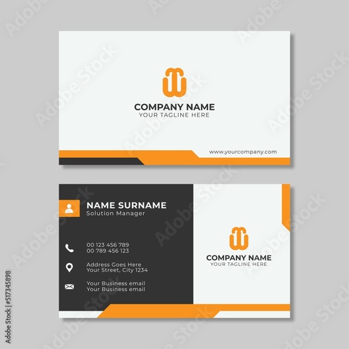 creative business card black and orange design vector 