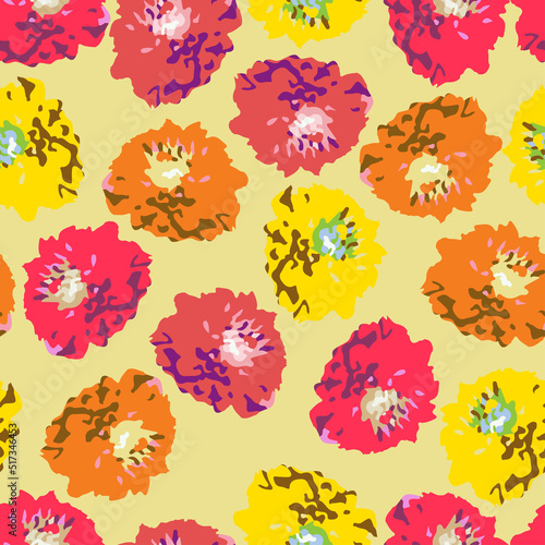 seamless plants pattern background with mixed flowers   greeting card or fabric