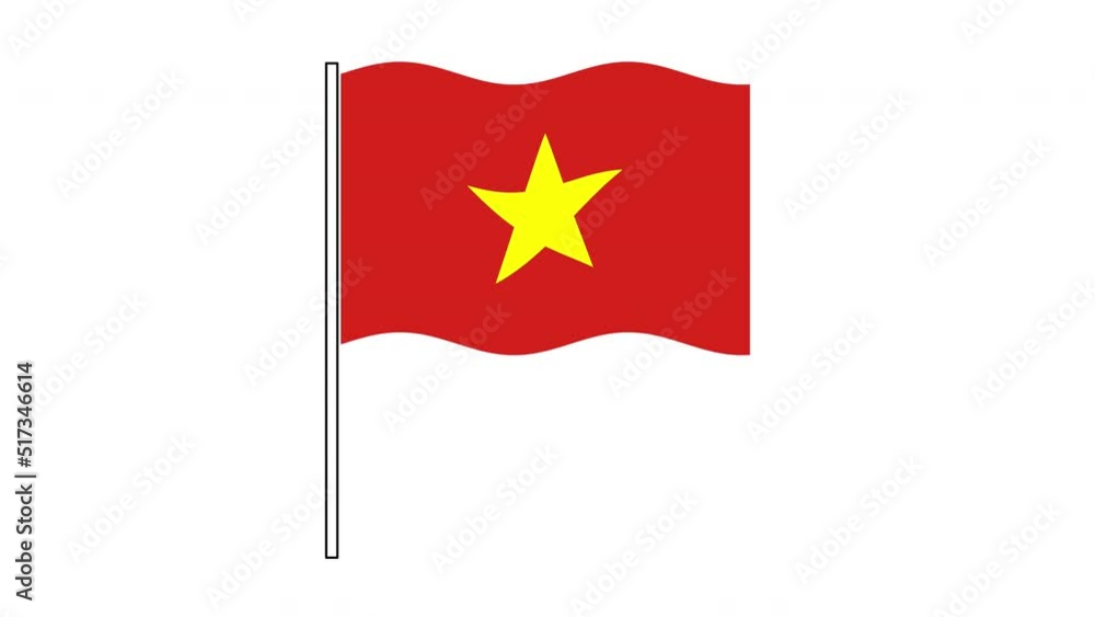 Vietnam flag seamless loop animation. Waving flag on white background. Vietnam flag seamless loop animation. Waving flag on white background.